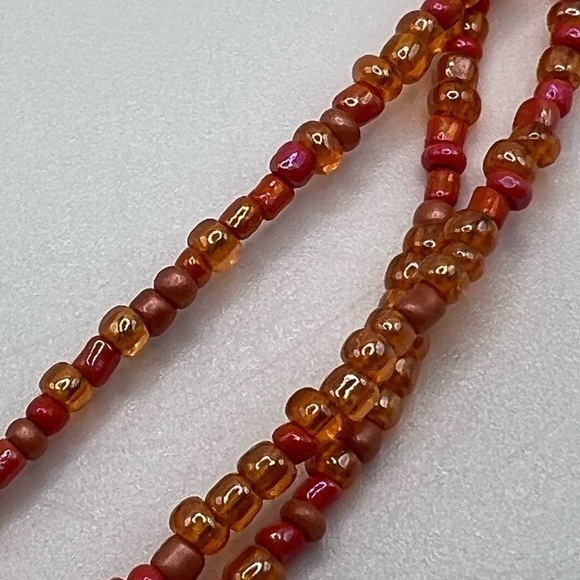 ORANGE Seed Necklace with Enamel Orange Blossoms - Picture 10 of 10